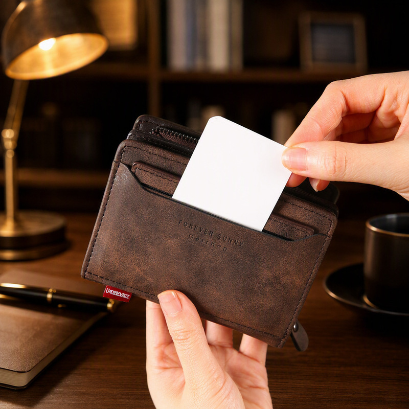 New Style Men's Short Card Wallet, Fashionable Zipper Multi-Card Slot Multifunctional Id Holder Card Case, Zipper Coin Pocket New Style Men's Short Card Wallet, Fashionable Zipper Multi-Card Slot Multifunctional Id Holder Card Case, Zipper Coin Pocket