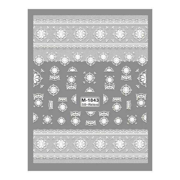 Cross-Border Internet Celebrity Ins New 5D Embossed Nail Art Stickers Lace Gauze Flower Stereo Nail Stickers Jewelry M1846