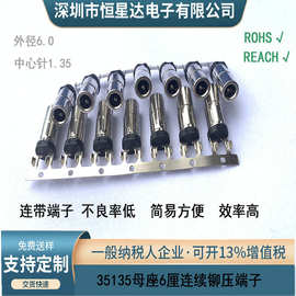 厂家3.5dc插头连续冲压端子铆压式连带35135公母头批发专用