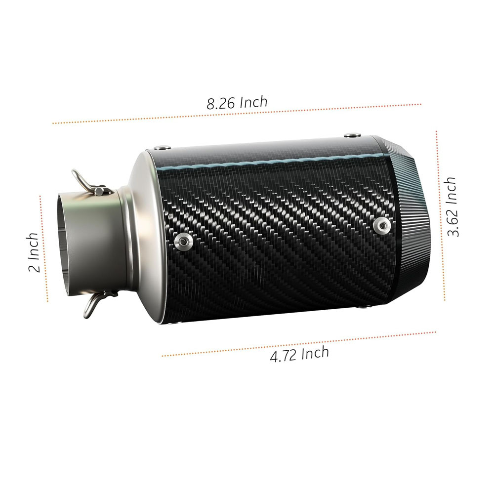 51mm inlet motorcycle full carbon fiber modified exhaust pipe with CNC black tail, universal model