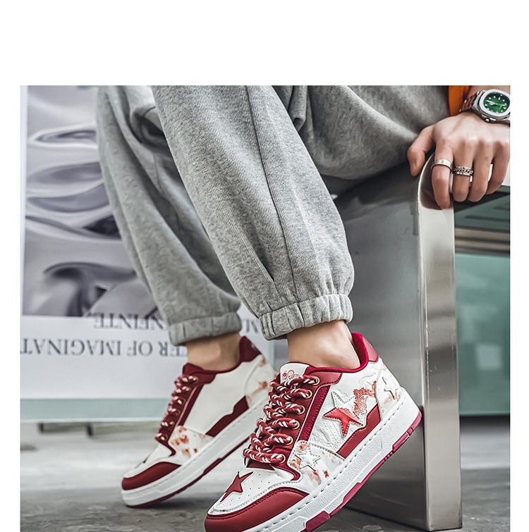 2024 autumn new men's dragon year leather embossed dragon board shoes youth student trendy shoes live sports men's shoes_voghion.com