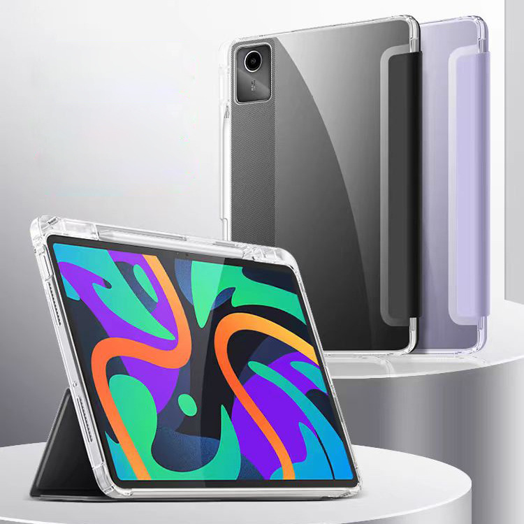 适用联想小新pad2024保护套透明笔槽Tab M11平板保护壳三折皮套