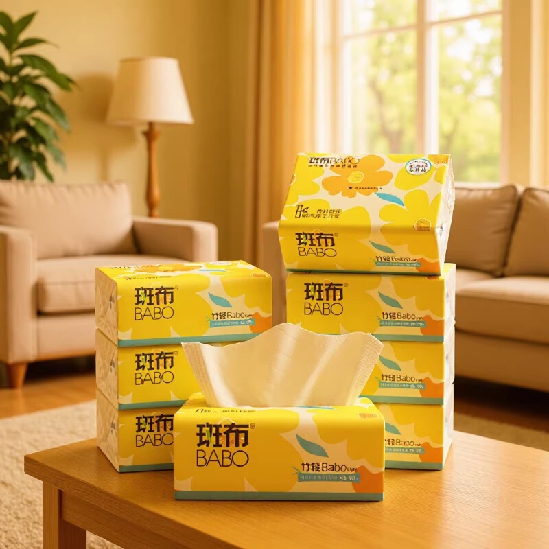 Banbu Bamboo Pulp Tissue Paper 90 Sheets 16 Packs XS Size Household Facial Tissue Paper Living Room Restaurant Tissue Dbzr90E16