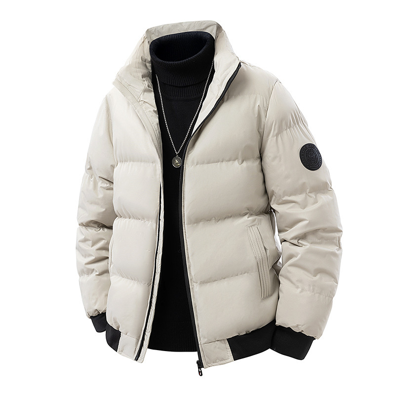 Tiger Head Cotton Coat Men's Winter New Korean Style Slim Green Hooded Thickened Casual Warm Jacket Trendy
