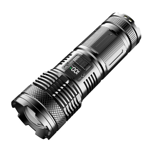 Laser flashlight outdoor camping strong light long beam type-c fast charging led tail light telescopic zoom flashlight
