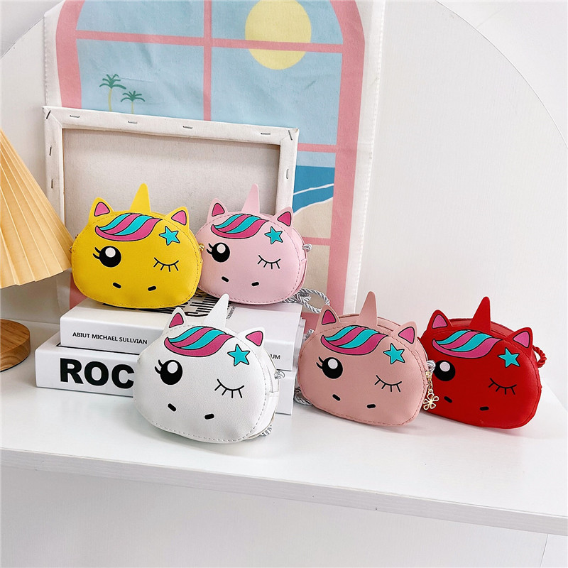 Estilo coreano 2021 nueva moda de dibujos animados unicornio niños bolsa de mensajero lindo bebé mini monedero bolso de hombro
