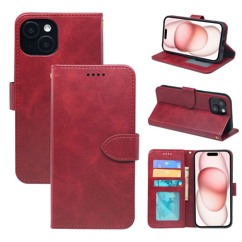 Apple Leather Case Cross-Border Suitable for Iphone16 Flip Phone Case 17 Calfskin Photo Frame 13 Magnetic 11 Wallet Case