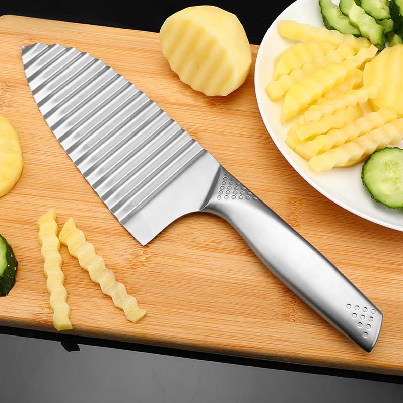 Patatas fritas, cuchillo de dientes de lobo, cuchillo de cocina, cortador de verduras, patatas al por mayor