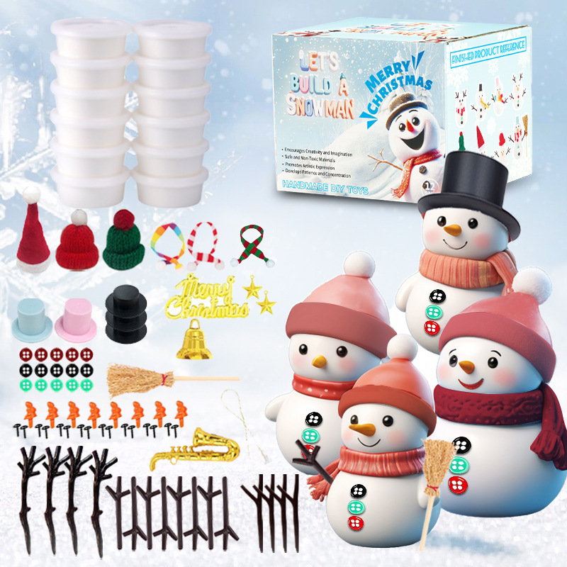 DIY Christmas Clay Snowman Amazon Handmade Snowball Winter Festival Decoration Gift Parent-Child suit