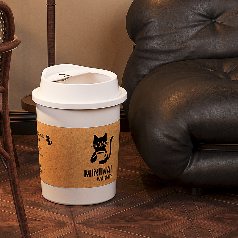 Creative Coffee Cup Trash Can Milk Tea Shop Bedroom Living Room Kitchen Office High-Value Paper Basket Bucket Home Simple