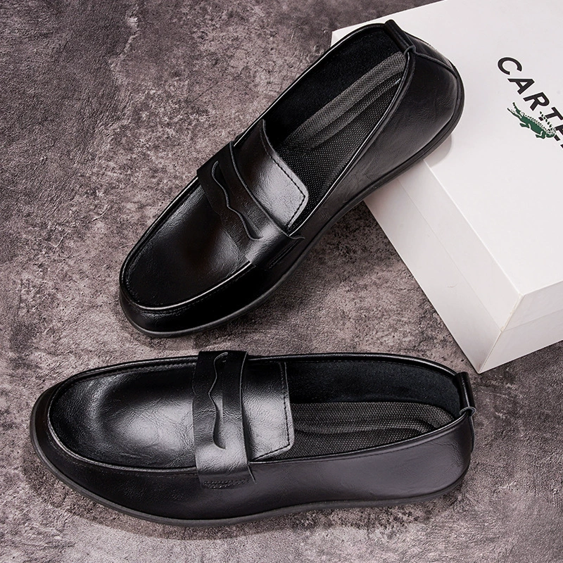 Мужская обувь для трансграничных поездок, кожаная обувь в деловом стиле, легкие туфли на мягкой подошве, повседневная обувь, кожаные туфли без шнуровки для вождения.