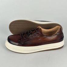 头层牛皮复古板鞋男 高端真皮手工男士皮鞋 商务休闲透气男鞋直销