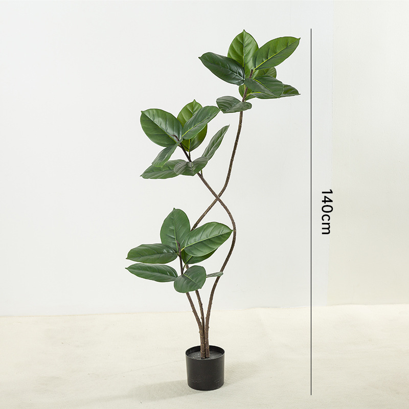 Wabilifeng Net Red Planta de simulación de piso a gran escala, roble, planta falsa, planta en maceta, ventana, sala de estar interior, planta decorativa