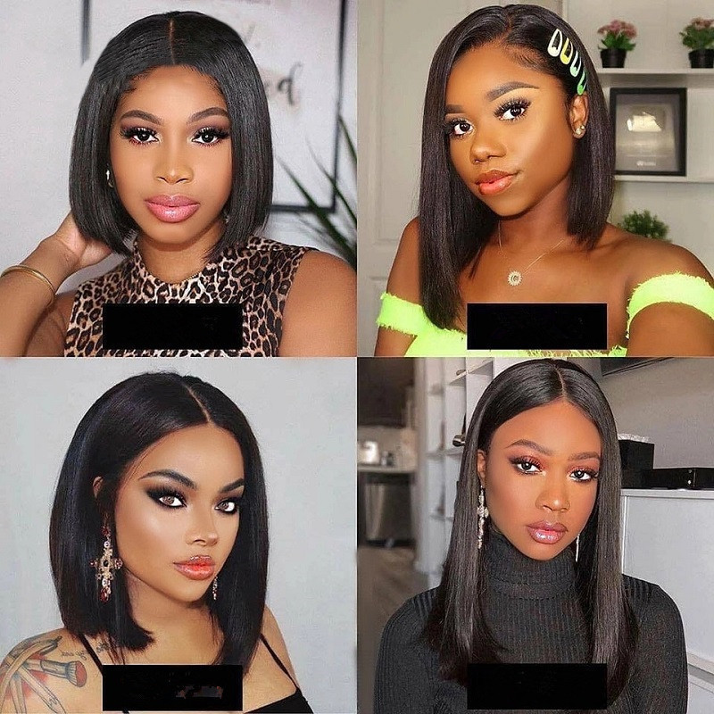 Amazon nuevos productos Europeos y estadounidenses pelucas de cabello corto y recto para mujeres negras bobbing cubierta de cabello corto y recto cubierta de cabello