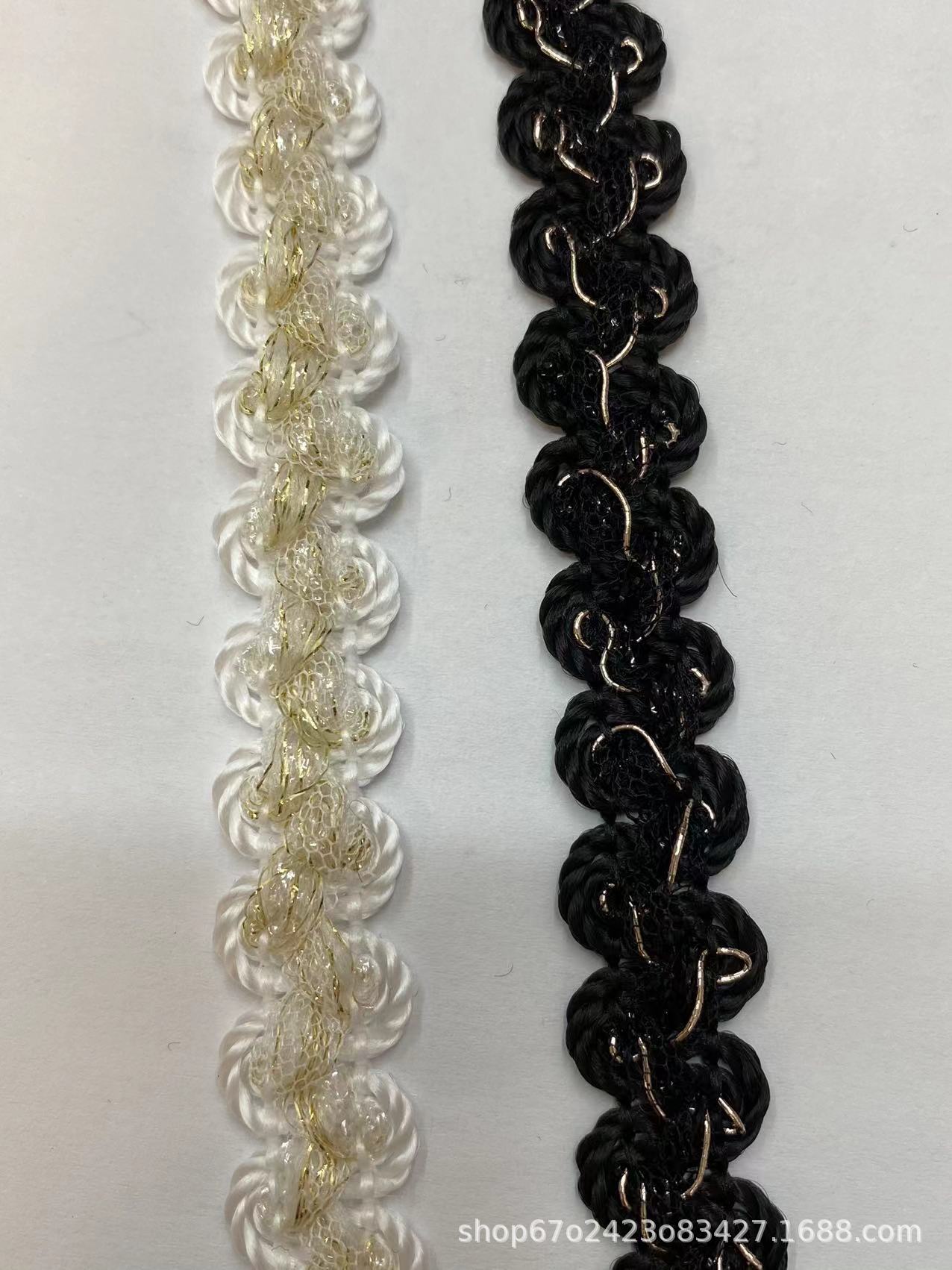 Chanel estilo de ocho caracteres ciempiés borde cinta de seda de oro borde de encaje tira de onda de encaje ropa abrigo Accesorios