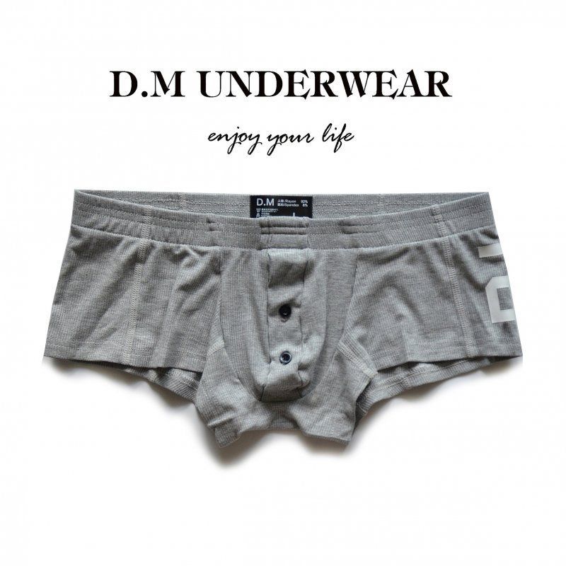 D.M男の下着のセクシーな純色のモーダル人の綿の平角の四角のズボンのボタンの激凸の袋のアルファベットの20ねじ