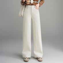 专柜正品女装裤子高品质时尚天丝直筒裤高腰宽松显瘦垂感棉阔腿裤