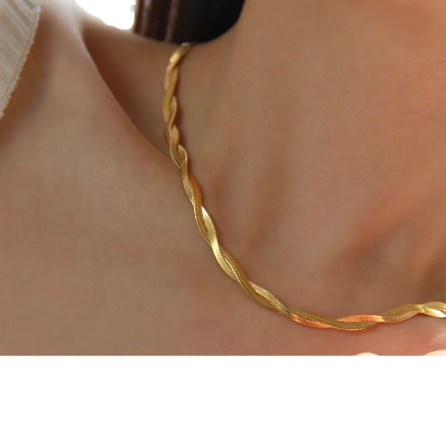 Dubbelradig ormkedja halsband minimalistiska damsmycken_voghion.com