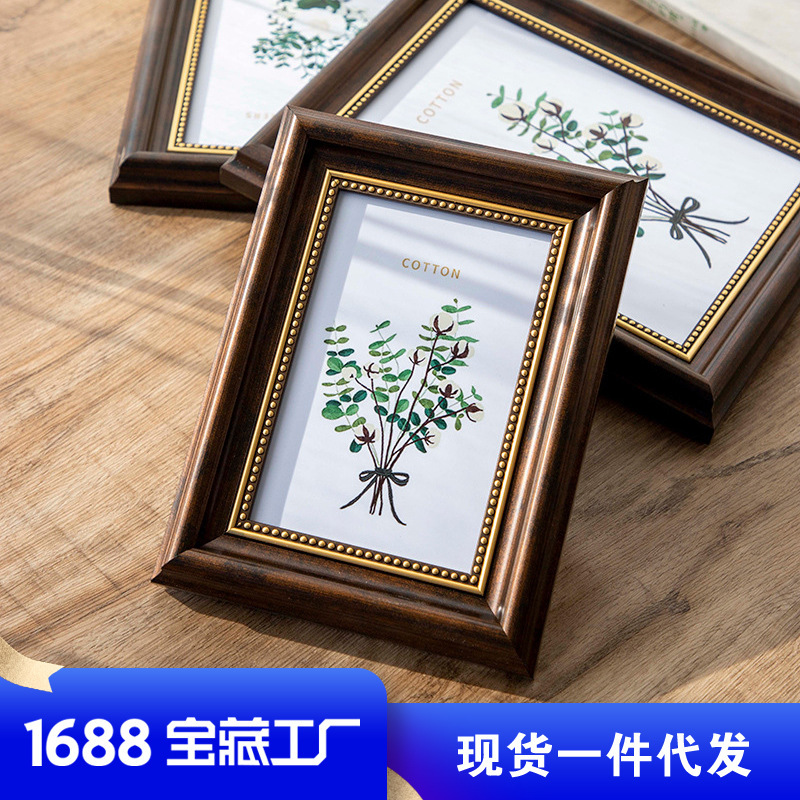 American photo frame table 6 inch 7 inch 8 inch 10 12 inch A4 retro photo frame wall hanging children's photo rack photo frame wholesale
