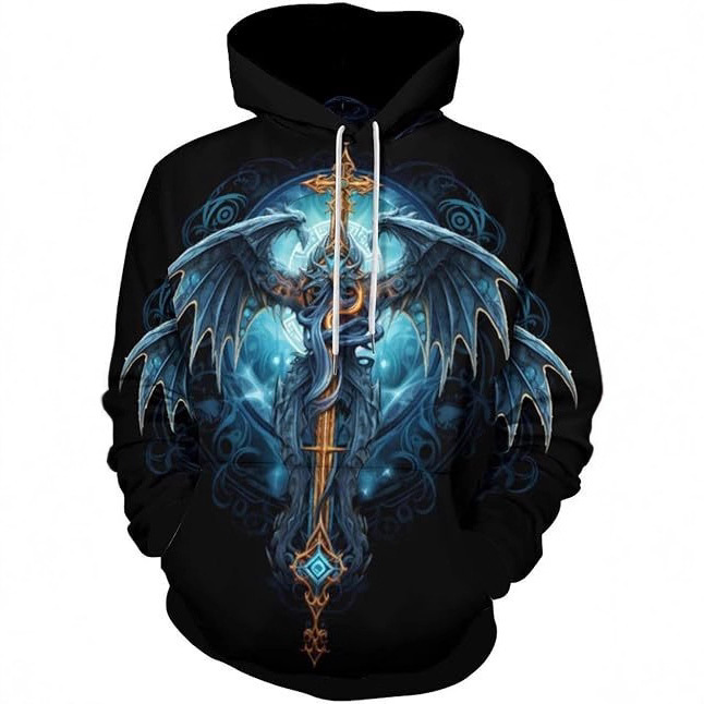 Cross-Border Autum Men's 3D Printed Stereo Pattern Sweatshirt Langtu Pattern Long-Sleeved Pullover Hoodie Autum and Winter Tops