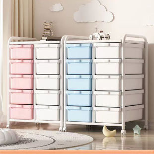 Toy storage rack children's iron storage rack floor movable large capacity organizing rack living room baby storage cabinet