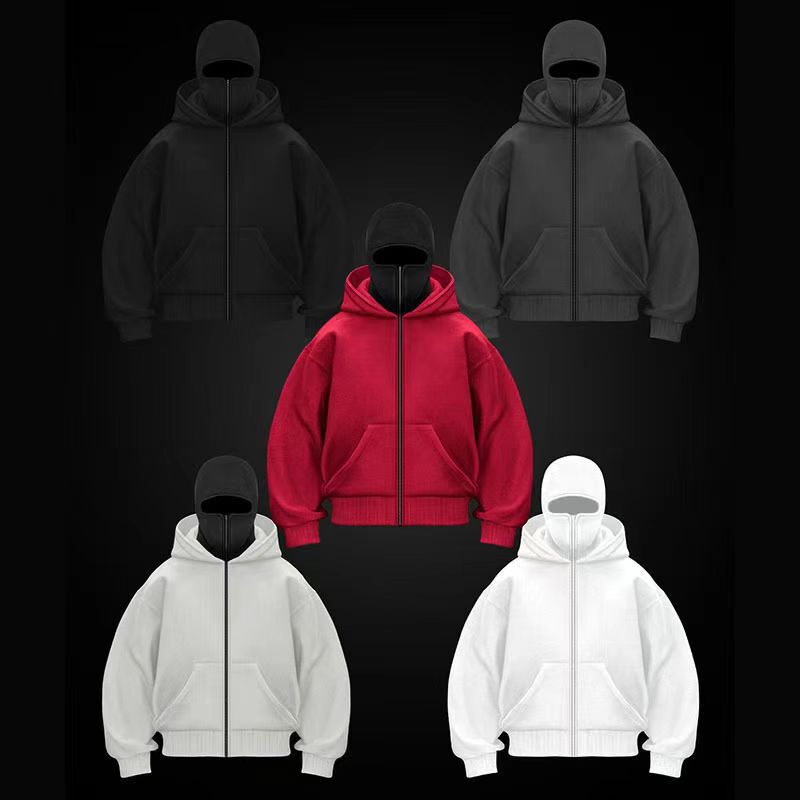 Cross-Border Wish Men's and Women's Autumn and Winter Double Hooded Cardigan Sweatshirt Casual Work Clothing Daily Outdoor Sports Zipper Jacket