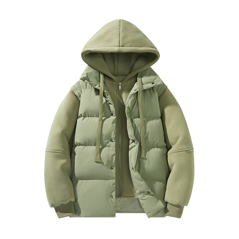 Fake Two-piece Padded Jacket Men's Loose Padded Jacket Loose Casual Hooded Padded Jacket_viptrois.com