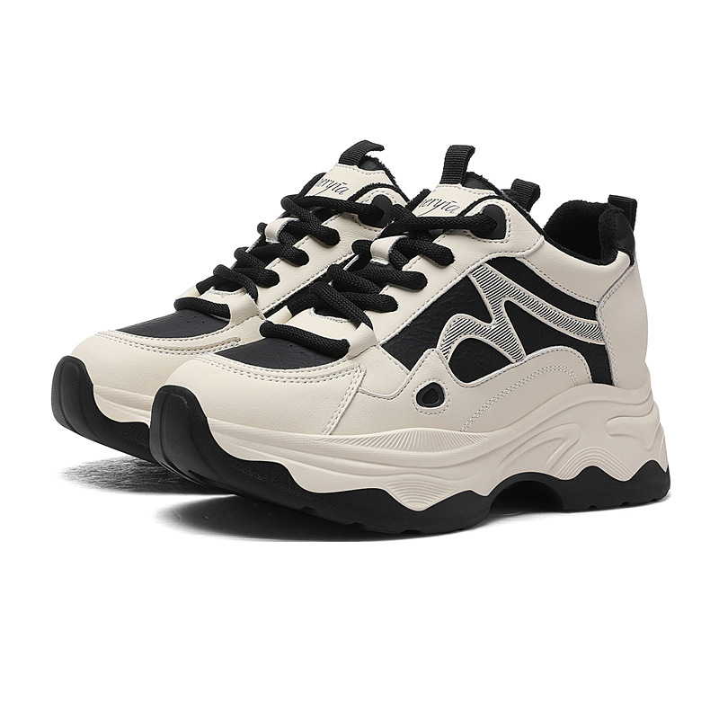 Thick-Soled Dad Shoes For Women, Height Increasing, 2025 New Style, Color-Block Single Mesh Shoes, Spring Mesh Breathable Small Size Sports Shoes_vogvips.com