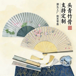 女生古风海棠折叠扇中国风折扇绢丝汉服工艺扇摄影道具扇子定制