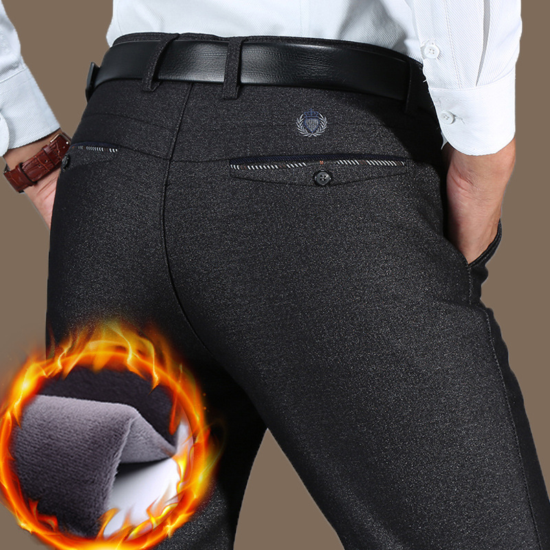 Middle-aged Dad Men's Pants Loose Western Pants Outer Wear Winter Pants Winter Men's Middle-aged Thickened Fleece-lined Casual Pants