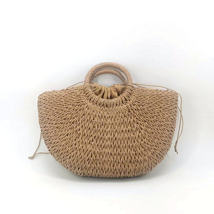 1641g Weight Polyester Lining Material String Closure Type Women's Large Spring&summer Straw Vacation Straw Bag