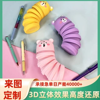 厂家定制硅胶笔筒 卡通创意多功能圆形个性办公收纳桌面硅胶笔袋