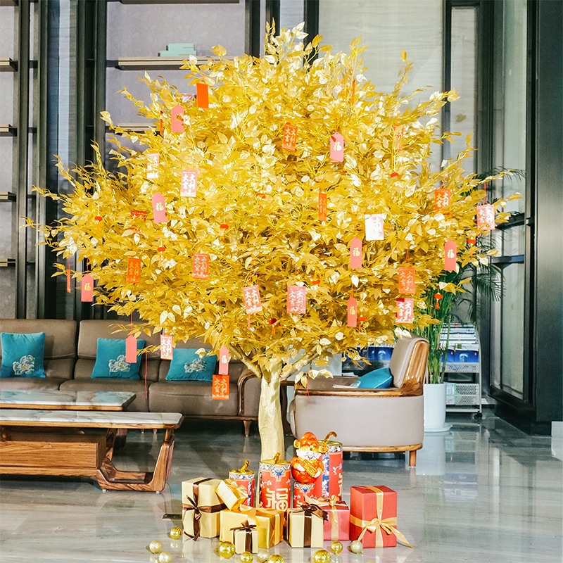 New Year's Wish Tree, Simulated Golden Banyan Tree, Money Tree, Large Fake Tree, Money Tree, New Year's Blessing Red Envelope Tree, Money Tree