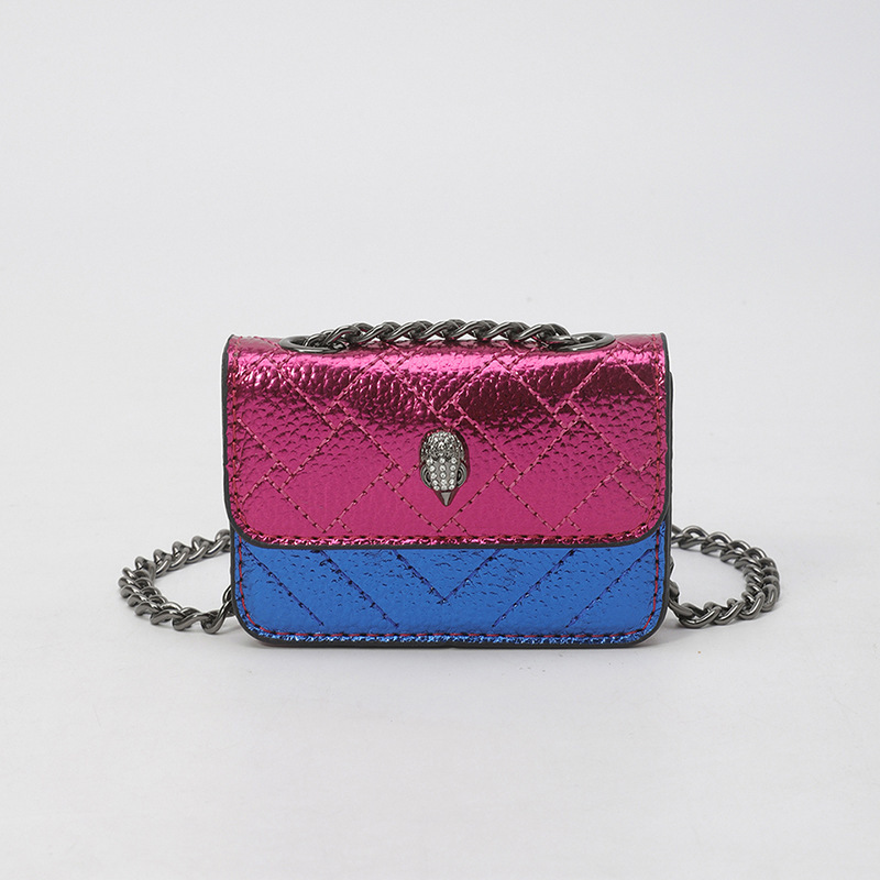 Chain Mini Square Bag 2026 Cross-Border Eagle Head Bag Color-Blocking Flap Bag Women's Light Luxury Crossbody Bag Chain Mini Square Bag 2026 Cross-Border Eagle Head Bag Color-Blocking Flap Bag Women's Light Luxury Crossbody Bag