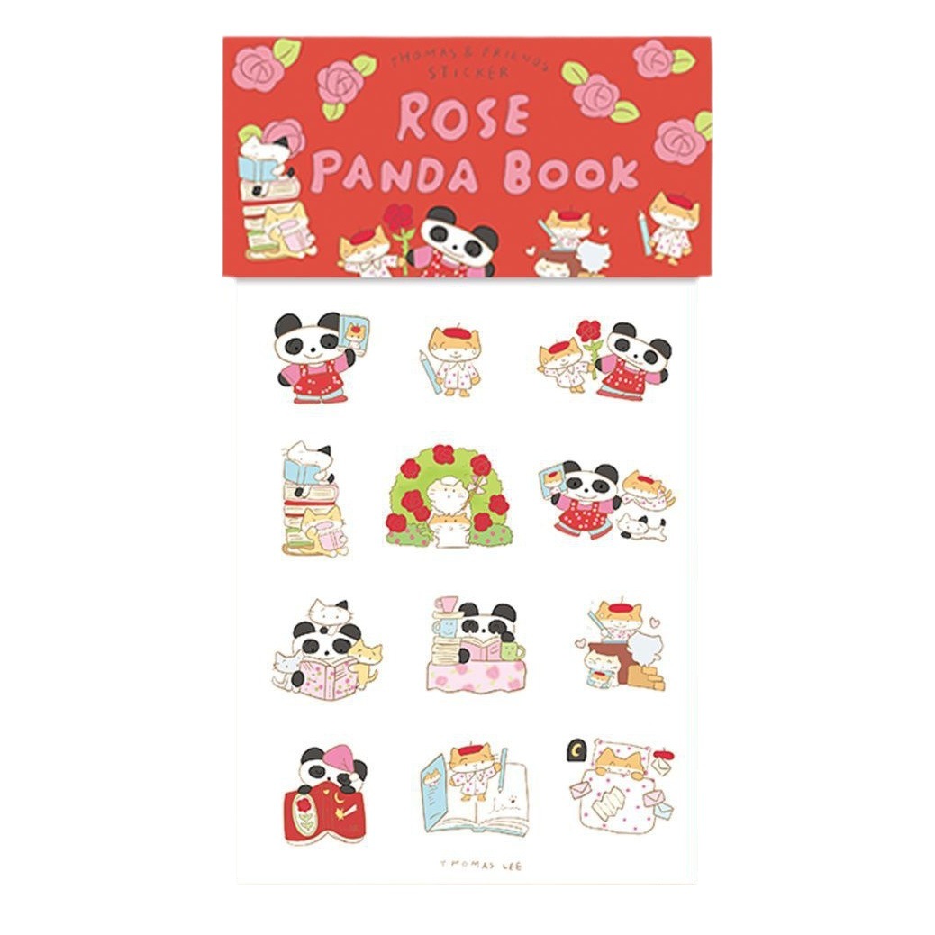 Cute panda sticker pvc double transparent waterproof goo card hand account sticker ins hand-painted wind DIY hand account material sticker