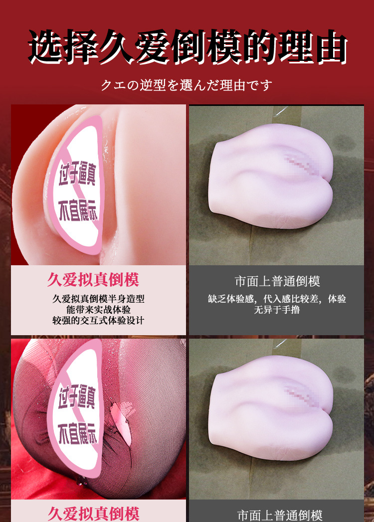 Jiuai Airplane Cup Inverted Mold Male Masturbator with Vibration and Sound, TPE, Flesh — detail image 11
