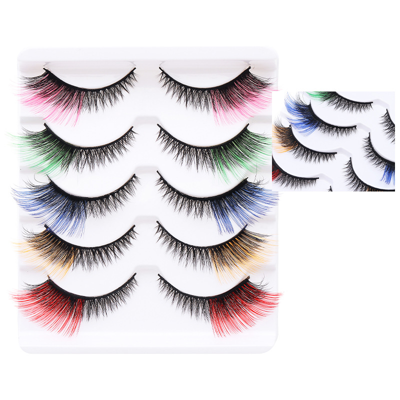 Fábrica de pestañas postizas DINGSEN, suministro estable transfronterizo de pestañas de colores y pestañas estilo ojo de gato