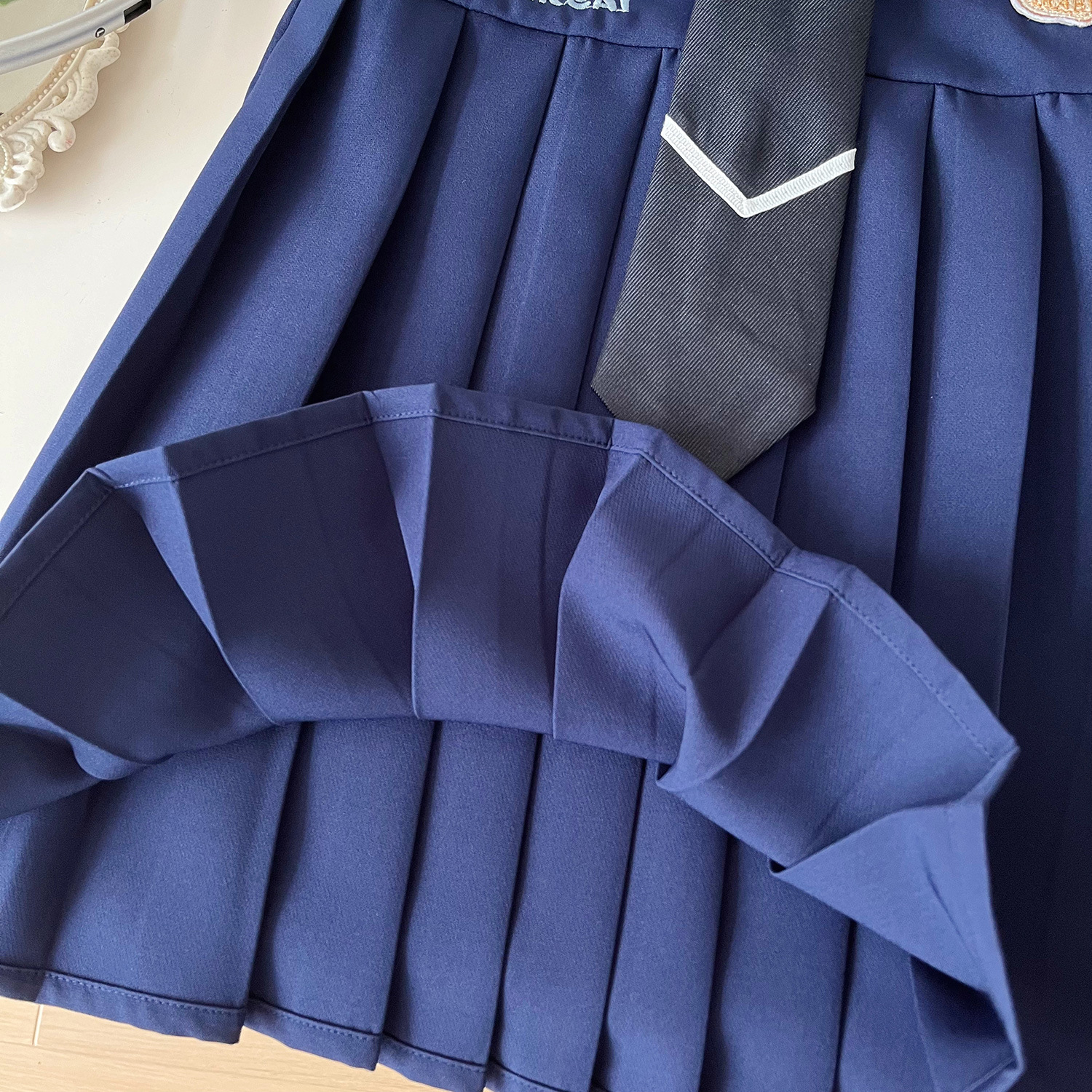 Gonna per bambini senza maniche plissettata in stile scuola coniglietto coreano versione estiva 2024 24376_voghion.com