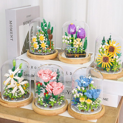 Compatible with LEGO eternal bouquet small particle assembly toy building blocks for girls rose educational ornaments institutional gifts