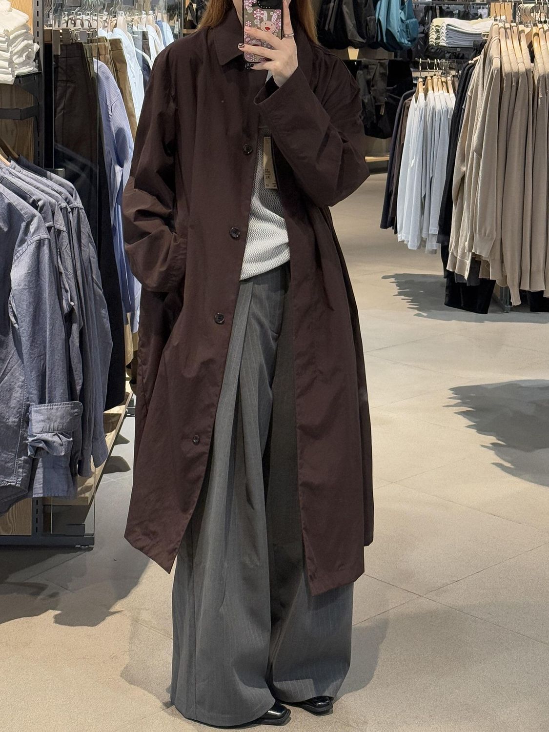Extremely Stylish Brown Mid-length Trench For Women, 2026 New Casual Korean-style Loose Coat_voghion.com