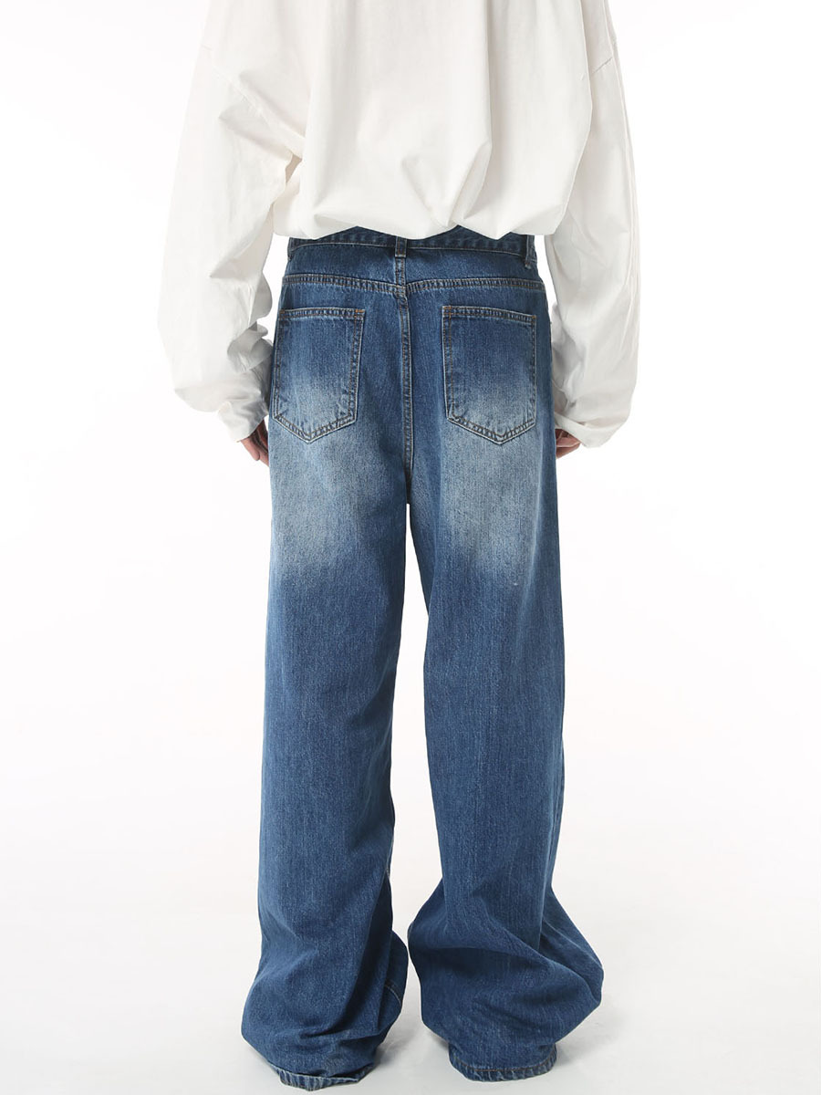 Ropa de hombre MTLClothes | 2023 nuevos pantalones vaqueros sueltos de pierna ancha retro casuales de cintura media alta