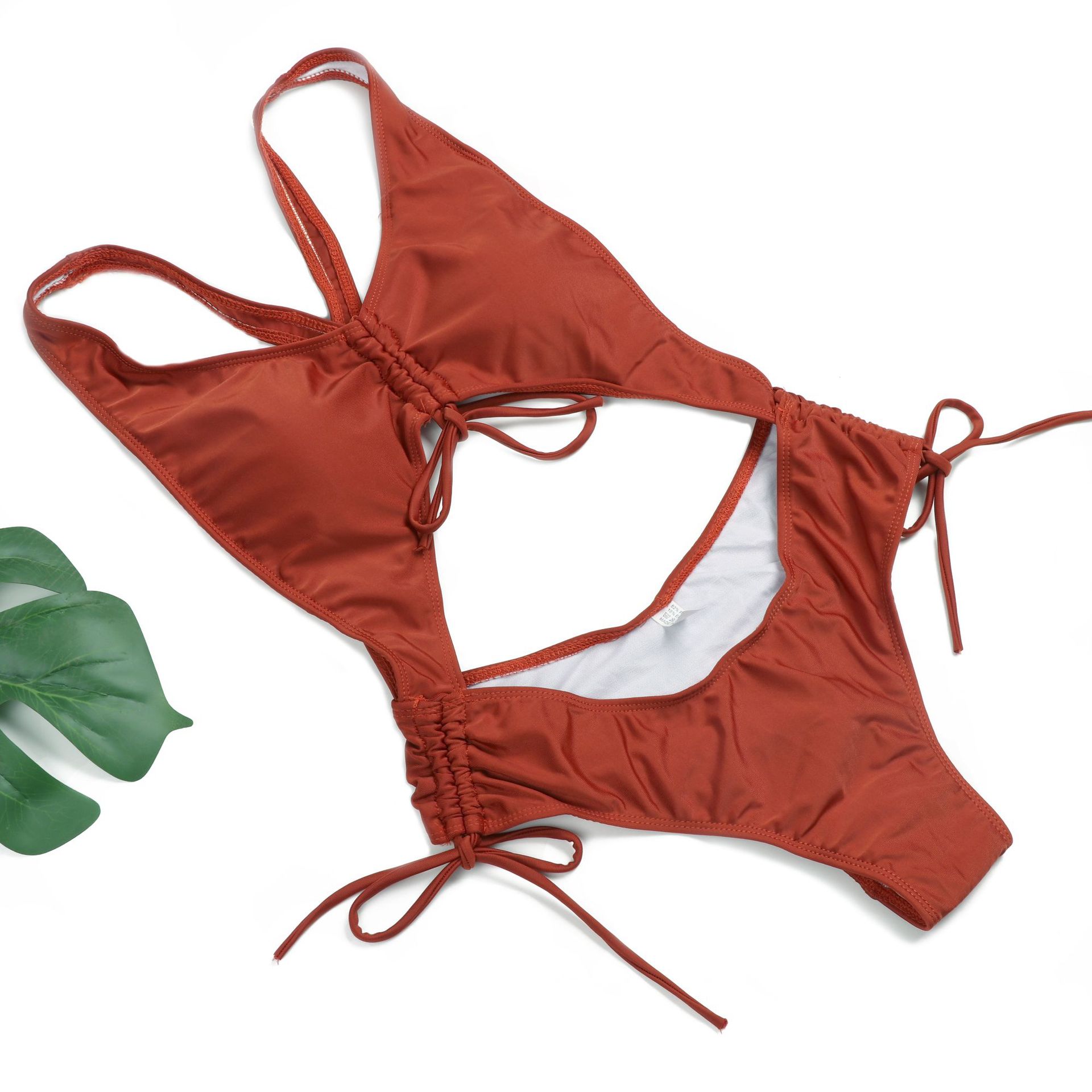 Nylon Fabric Type Women's Solid Color 2 Piece Set Bikinis