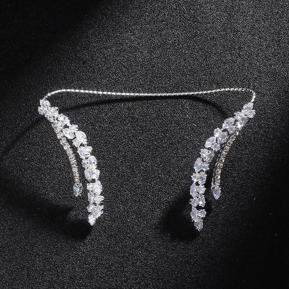 Personalidad europea y americana pulsera de zircon de hoja ligera de lujo abertura ajustable pulsera accesorios de novia Bracelet