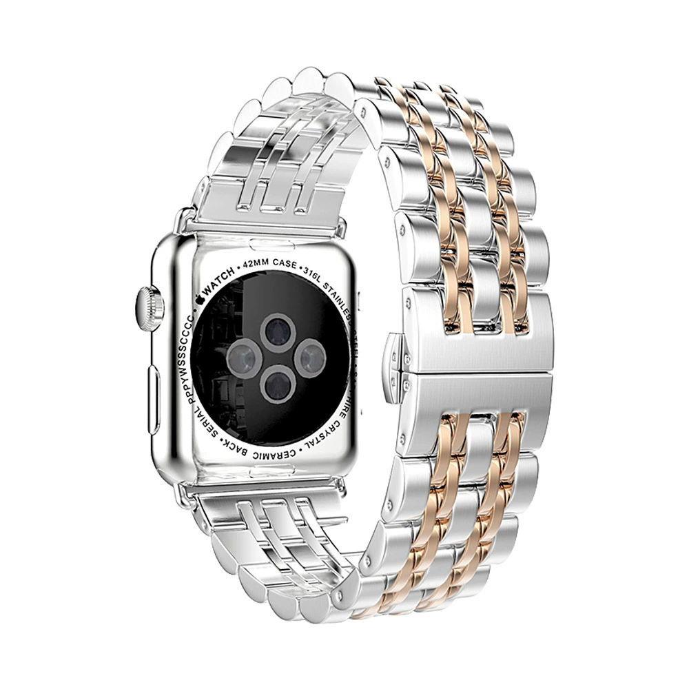 Подходит для Apple iWATCH7 металлический нержавеющая сталь ремешок iwatch6/3/4/5SE цепь семь - жемчужина нержавеющая сталь наручный браслет