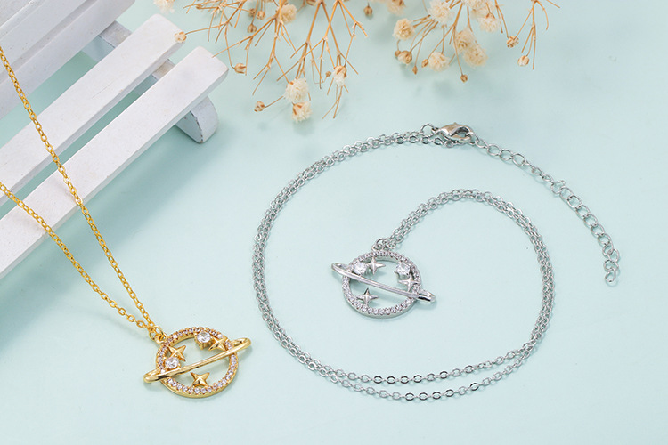 4g Weight Necklace Classification Wedding, Travel Occasion Korean Style Simple Planet Pendant Clavicle Chain Necklace