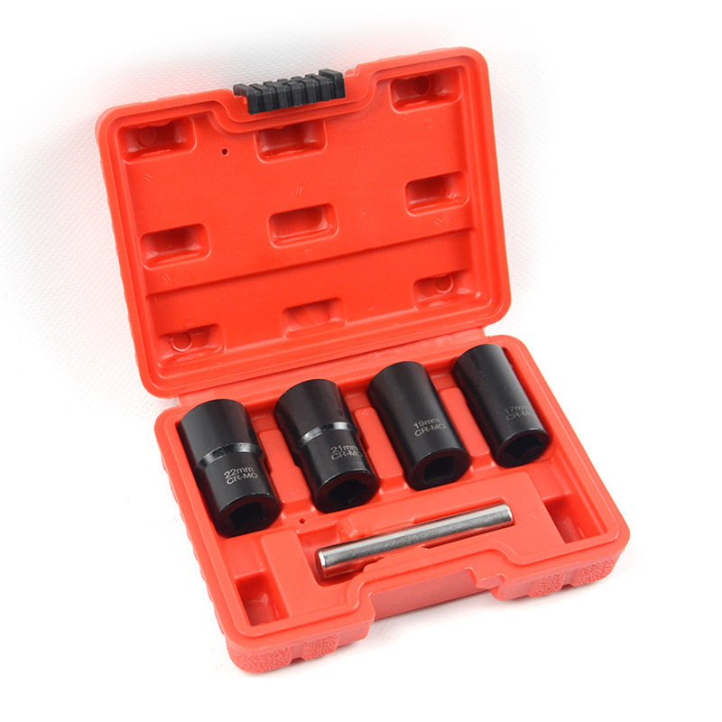 Juego de manga antideslizante de 5 piezas de cromo molibdeno tuerca de acero desmontaje herramienta de desmontaje resistente al desgaste de tuerca de diente de reparación de automóviles