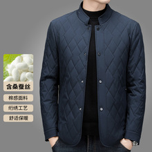 2025年男士桑蚕丝轻薄款棉衣夹克男爸爸装中老年棉服棉袄厚外套男