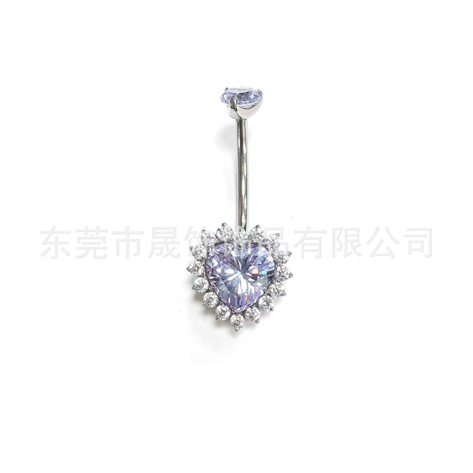F136 Titanium Alloy Heart 肚 Navel Ring Set With Cubic Zirconia Heart Navel Ring G23 Titanium 人体 Piercing Jewelry 脐饰