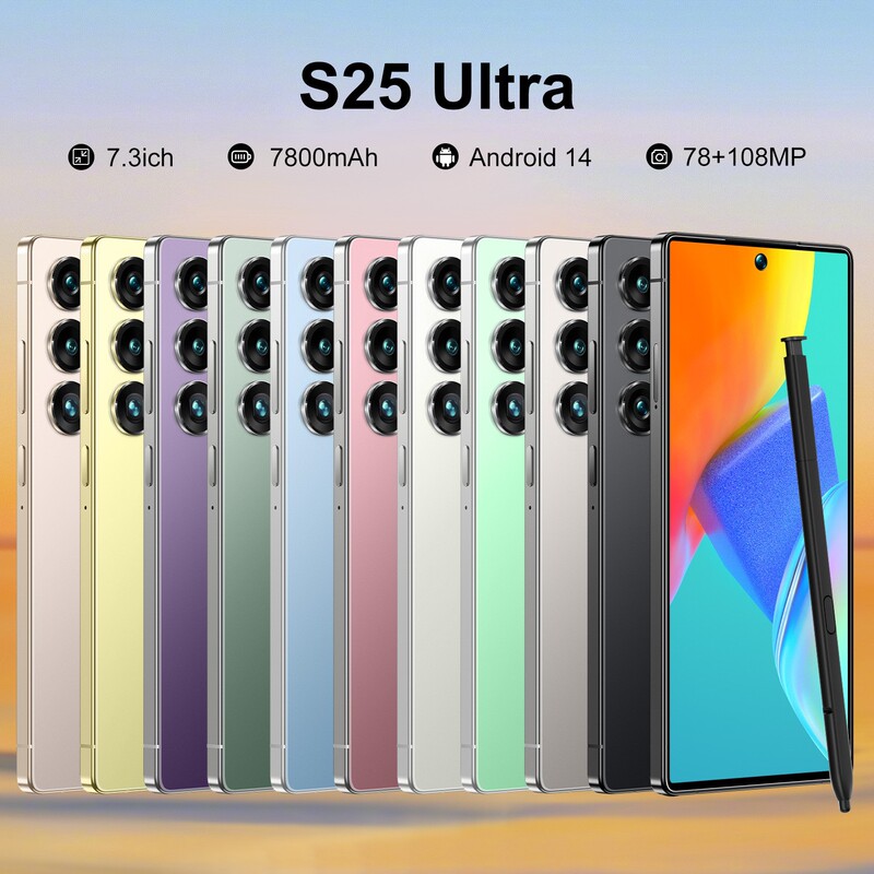 New Cross-Border S25Ultra Smart Phone 8+256Gb Global Version True 4g 7.3inch Large Screen Factory Price Direct Delivery