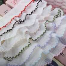 现货3.5cm压褶雪纺曲牙钩边洛丽塔玩具服装裙摆饰品配件打折花边